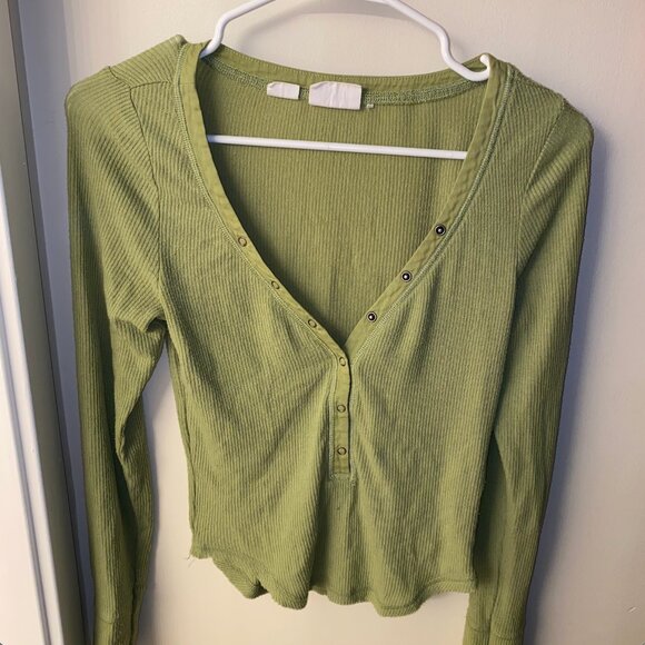 Urban Outfitters Out From Under Avocado-Green Henley Top - Picture 1 of 2